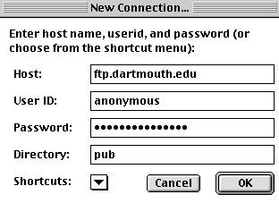 screen shot of ftp session